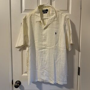 Men’s Polo by Ralph Lauren linen button down shirt, cream, XXL
